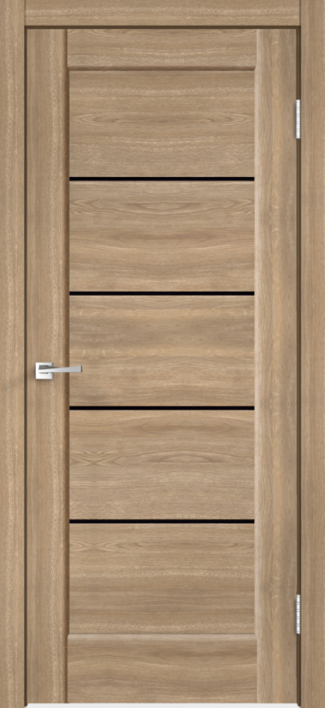 Дверное полотно Экошпон PREMIER 1 цвет Дуб Европейский стекло Лакобель черное