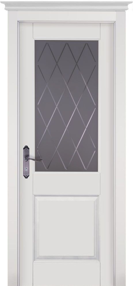 Дверь из массива ольхи Элегия ДО со стеклом белая эмаль