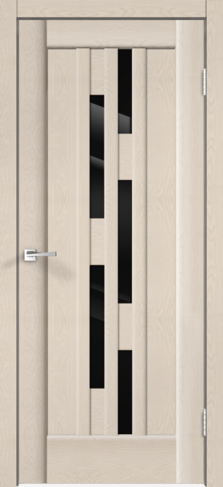 Дверное полотно SoftTouch PREMIER 8 цвет Ясень капучино структурный стекло Лакобель черное