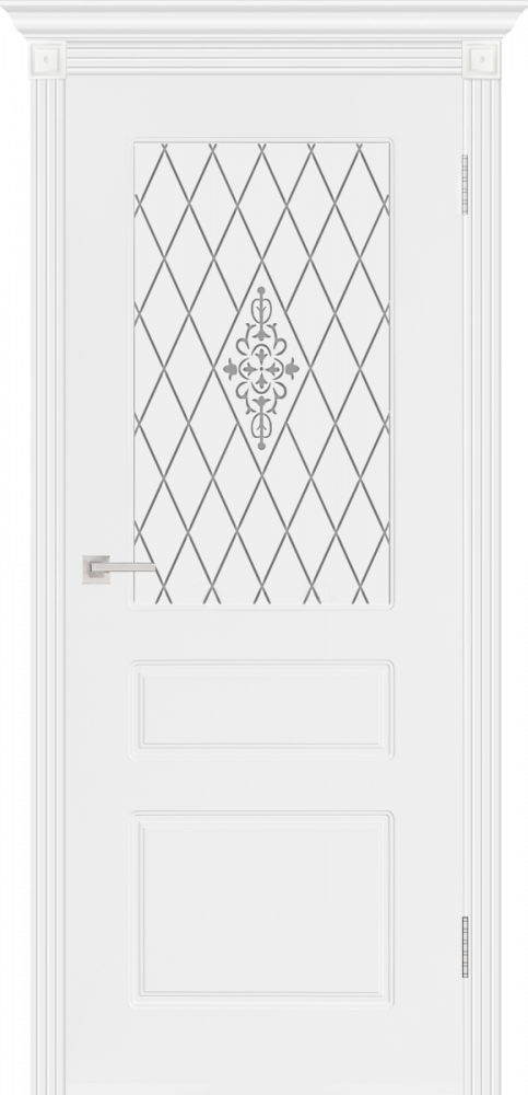 Дверь со стеклом Честер ПО белая эмаль