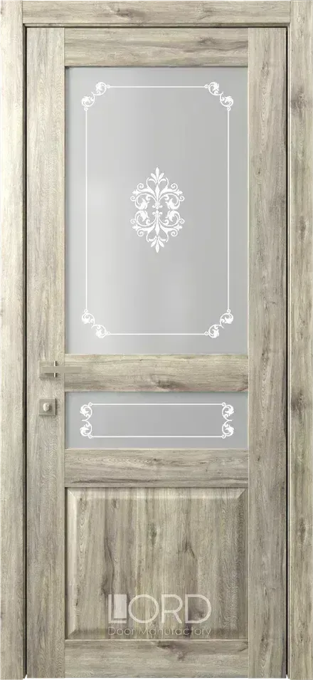 Дверь экошпон Кантри 4 ПО стекло с рисунком Gracia