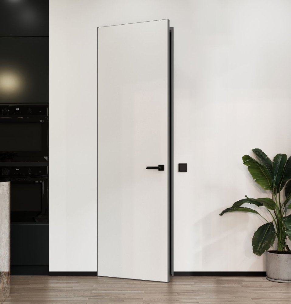 Дверь скрытая M2 Invisible на себя алюминиевая кромка правая