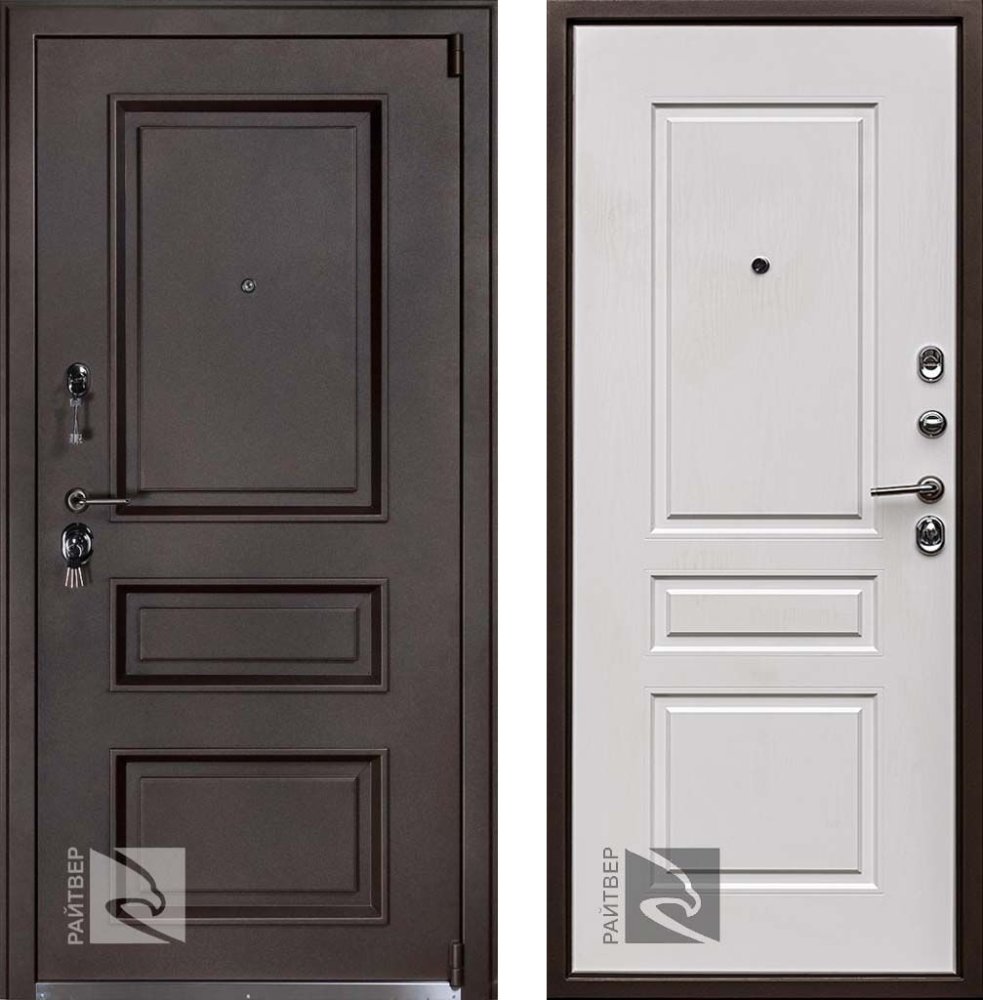 Входная дверь Прадо муар Шоко - Ясень белый - правая