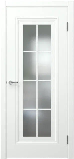 Дверь со стеклом Сван 8 ДРО белая эмаль стекло матовое