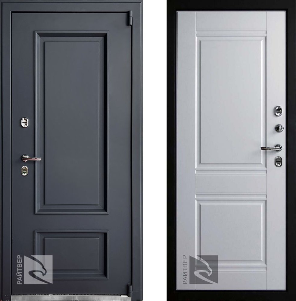 Входная дверь Милан RAL 7024 Термо - Белый матовый - правая