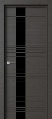 Дверь экошпон Лайт 5 с черным стеклом