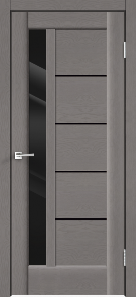 Дверное полотно SoftTouch PREMIER 3 цвет Ясень грей структурный стекло Лакобель черное