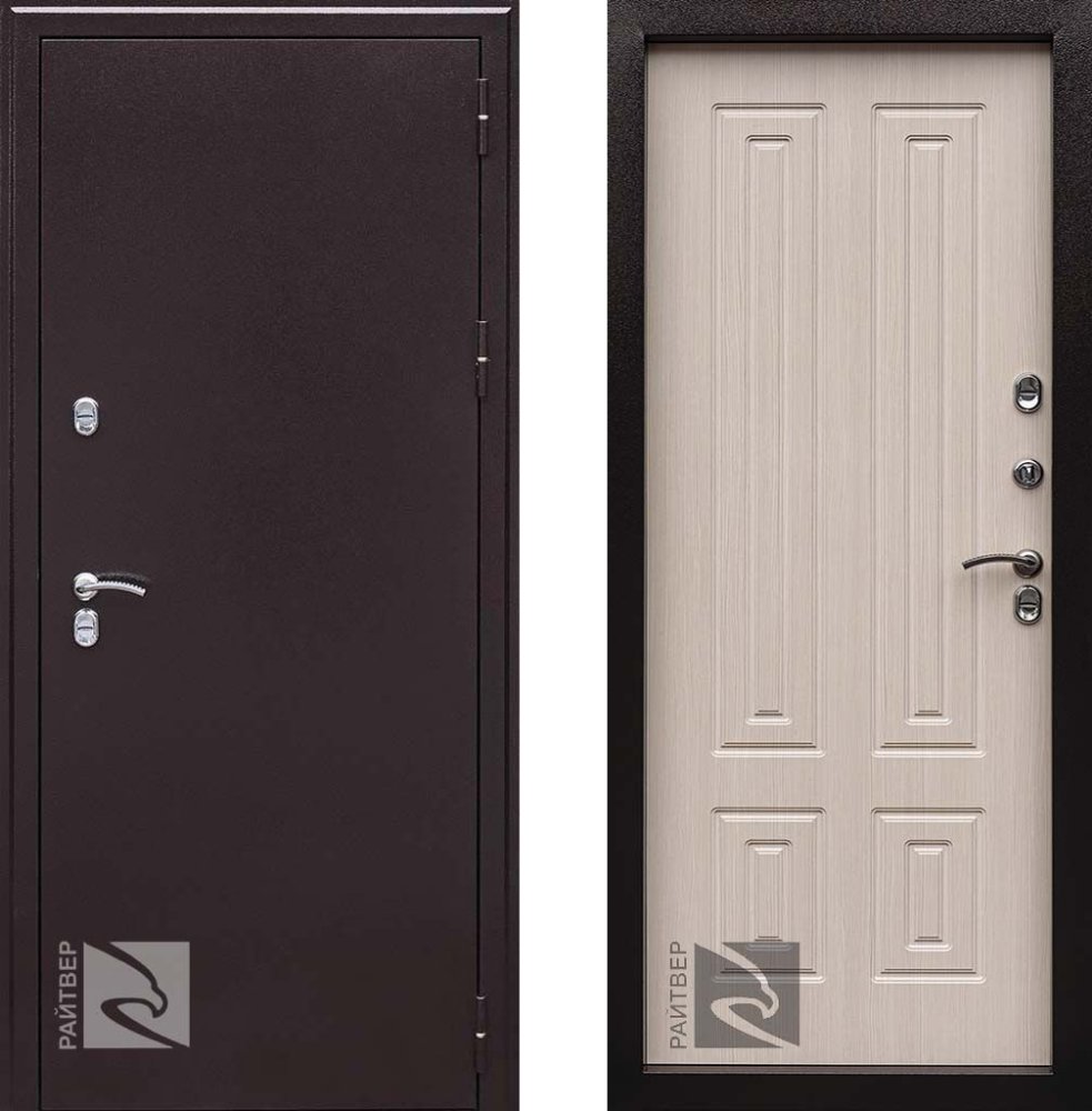 Входная дверь Термо-К - Беленый дуб - правая