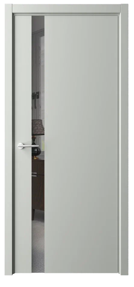 Дверь со стеклом Геометрия 6 серая эмаль зеркало грей
