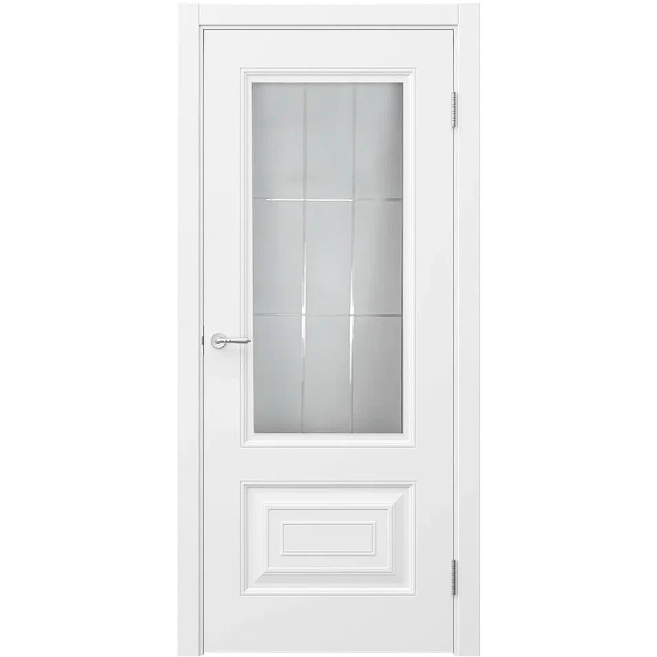 Дверь со стеклом Сван 6 ДО белая эмаль стекло матовое с рисунком