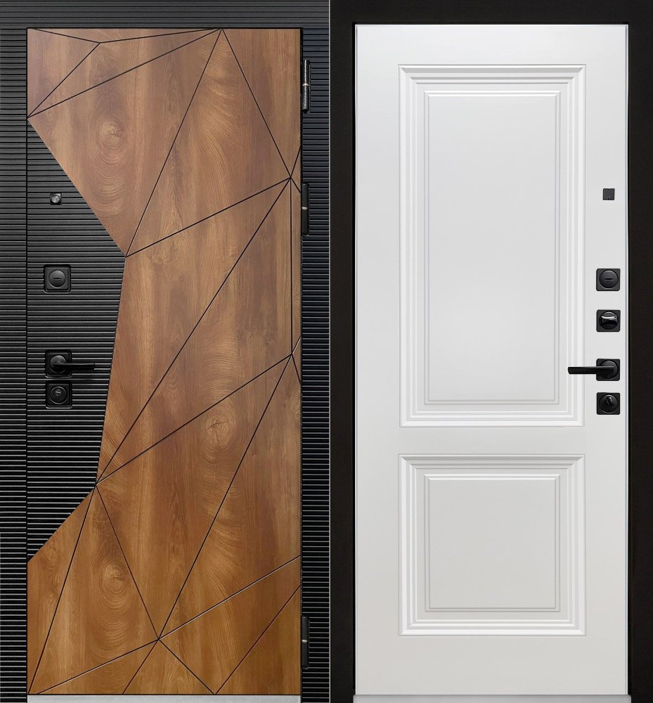 Входная дверь Геометрия Шелли - эмалит белый - - правая