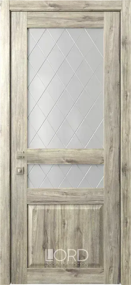 Дверь экошпон Кантри 4 ПО стекло с рисунком Romb
