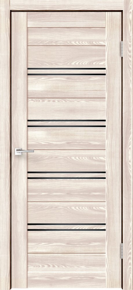 Дверное полотно Экошпон XLINE 4 цвет Клён крем стекло Лакобель черное