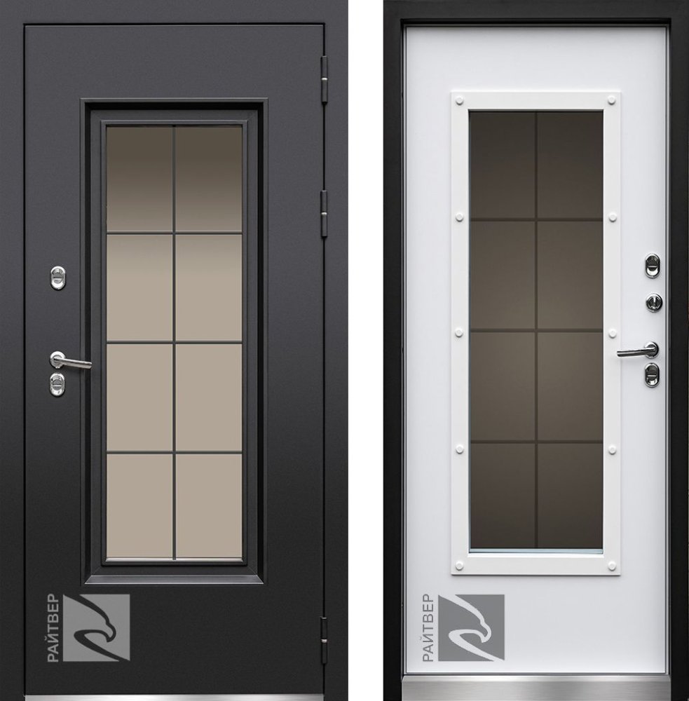 Входная дверь Англия 9005 Термо - Белый матовый - правая