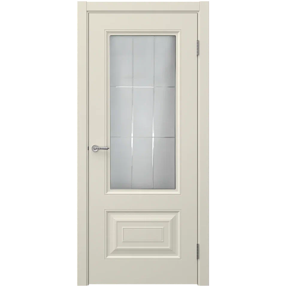 Дверь со стеклом Сван 6 ДО бежевая эмаль стекло матовое с рисунком