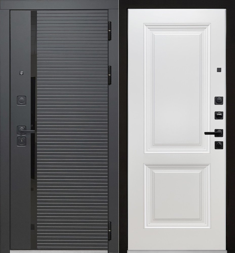 Входная дверь Рельеф Шелли - эмалит белый - - правая