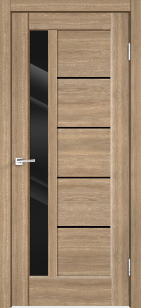 Дверное полотно Экошпон PREMIER 3 цвет Дуб Европейский стекло Лакобель черное