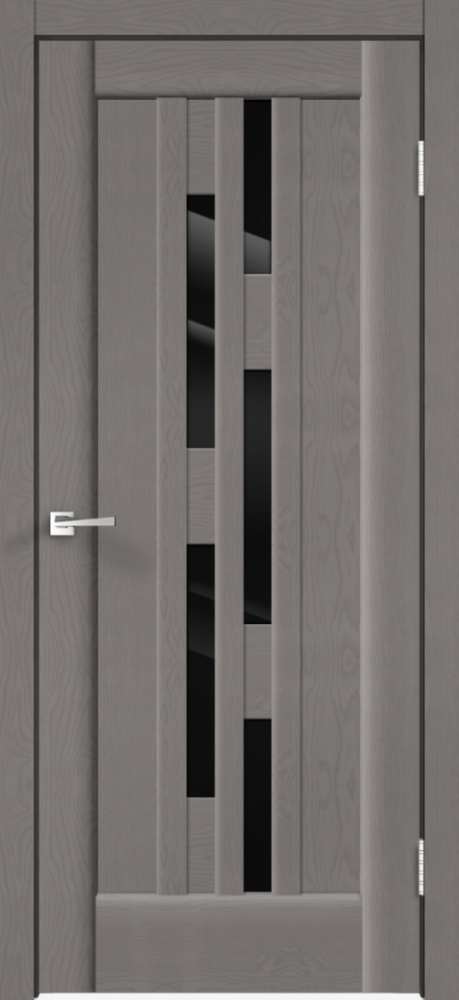 Дверное полотно SoftTouch PREMIER 8 цвет Ясень грей структурный стекло Лакобель черное