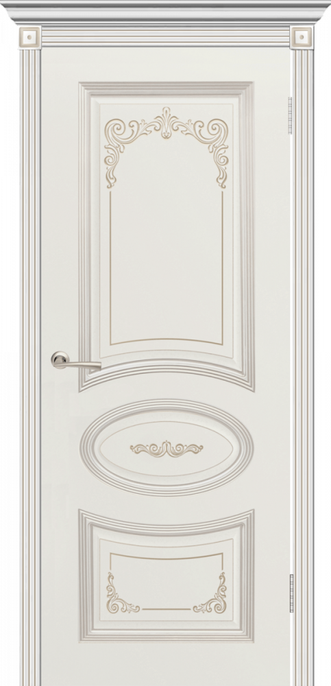 Дверь глухая Арма ПГ белая эмаль + патина