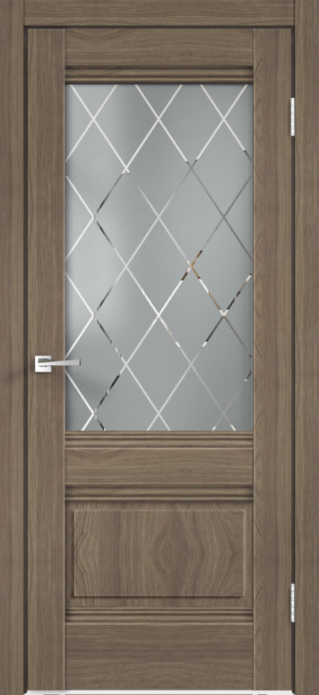 Дверное полотно Экошпон ALTO 2V цвет Ильм Европейский стекло РОМБ светлый