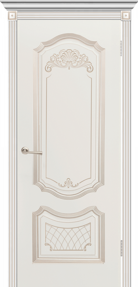 Дверь глухая Гранада ПГ белая эмаль + патина