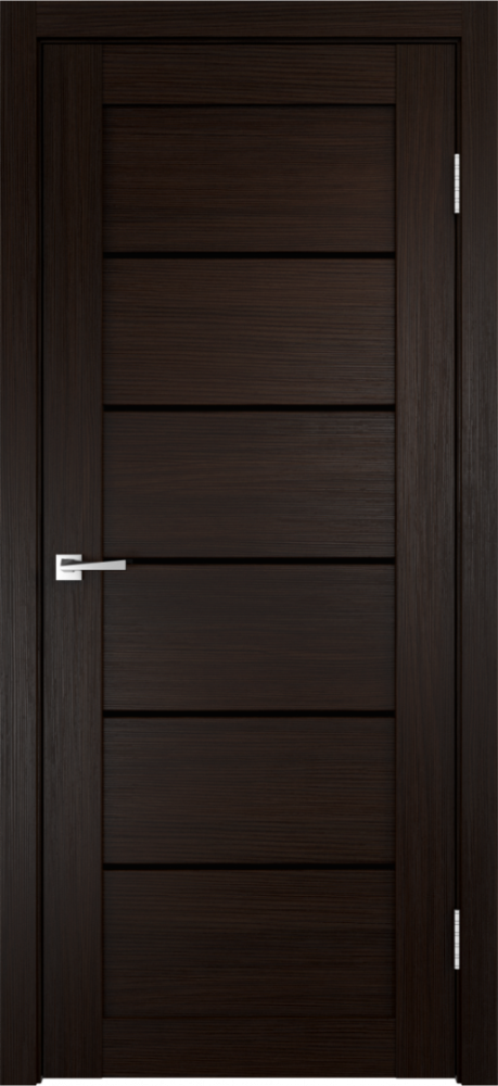 Дверное полотно Экошпон LINEA 1 цвет Венге стекло Лакобель черное