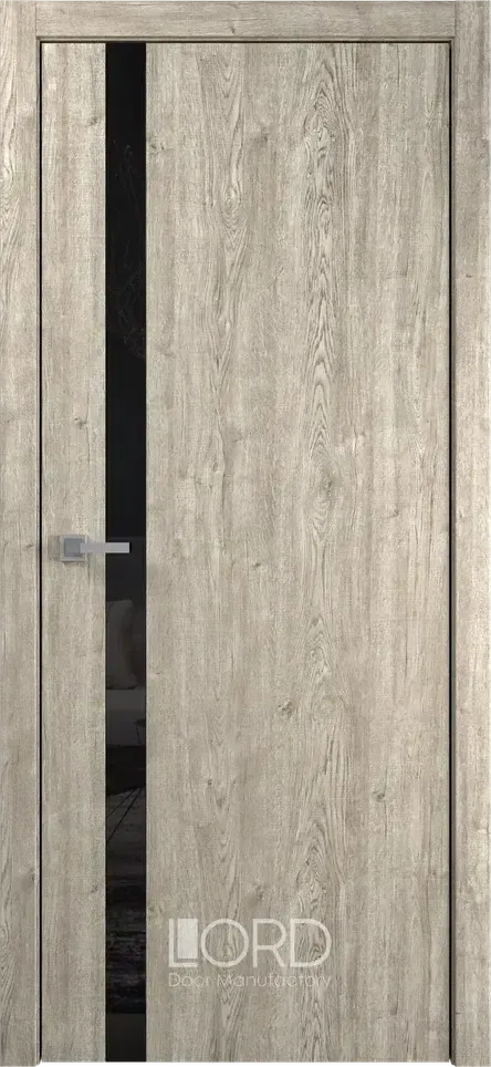 Дверь экошпон Alfa стекло лакобель черный