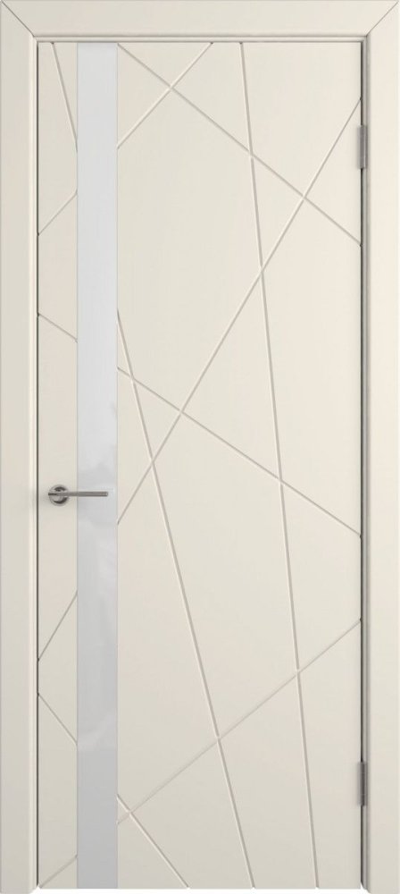 Дверь со стеклом Flitta магнолия эмаль стекло Lacobel White