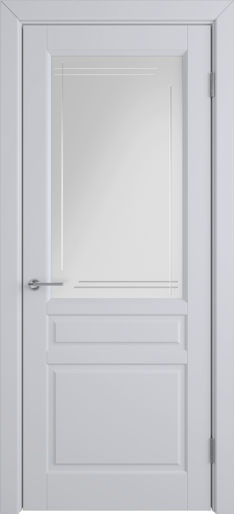 Дверь со стеклом Stockholm светло-серая эмаль стекло Crystal Cloud Line