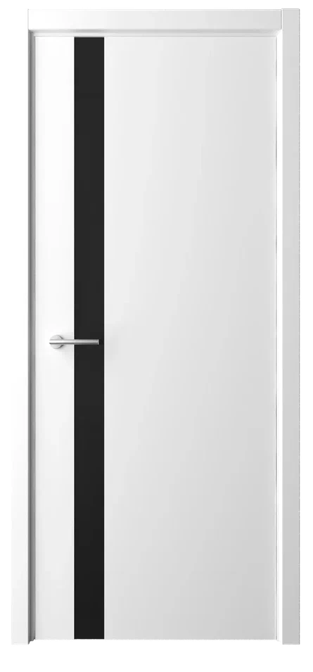 Дверь со стеклом Геометрия 5 белая эмаль лакобель черное
