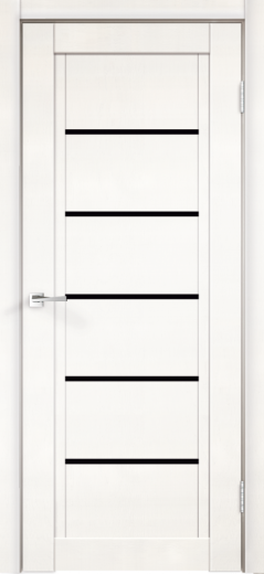 Дверное полотно Экошпон NEXT 1 цвет Белый Эмалит стекло Лакобель черное