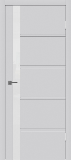 Дверь со стеклом Бостон светло-серая эмаль лакобель белое