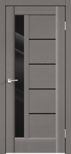 Дверное полотно SoftTouch PREMIER 3 цвет Ясень грей структурный стекло Лакобель черное