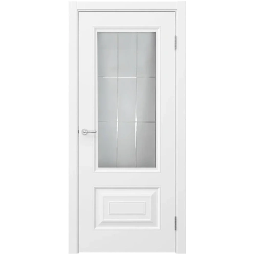 Дверь со стеклом Сван 6 ДО белая эмаль стекло матовое с рисунком