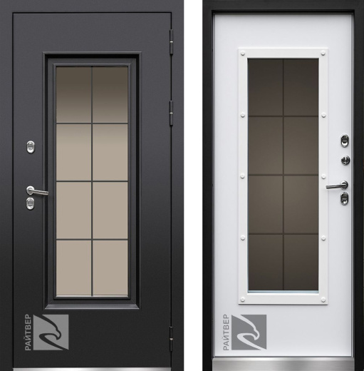 Входная дверь Англия 9005 Термо - Белый матовый - правая