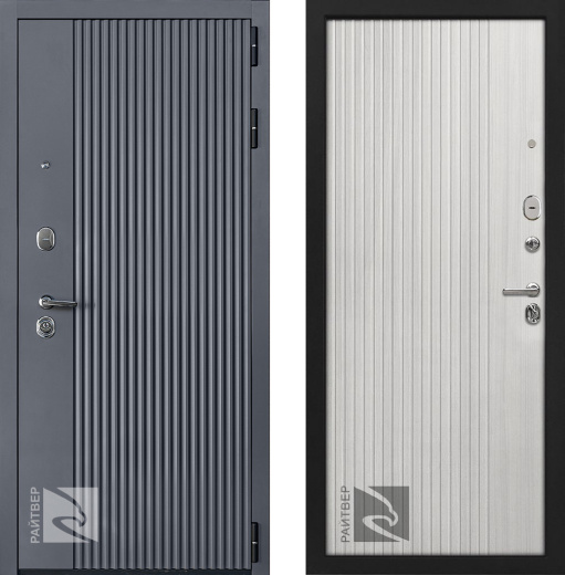 Входная дверь Вертикаль - Беленый дуб - правая