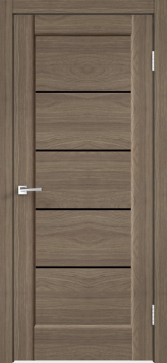 Дверное полотно Экошпон PREMIER 1 цвет Ильм Европейский стекло Лакобель черное