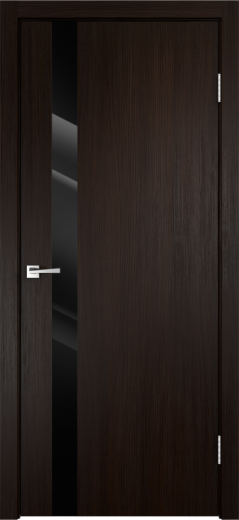 Дверное полотно Экошпон SMART Z1 цвет Венге стекло Лакобель черное