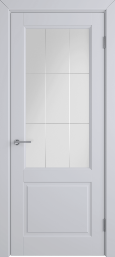 Дверь со стеклом Dorren светло-серая эмаль стекло Crystal Cloud Cross