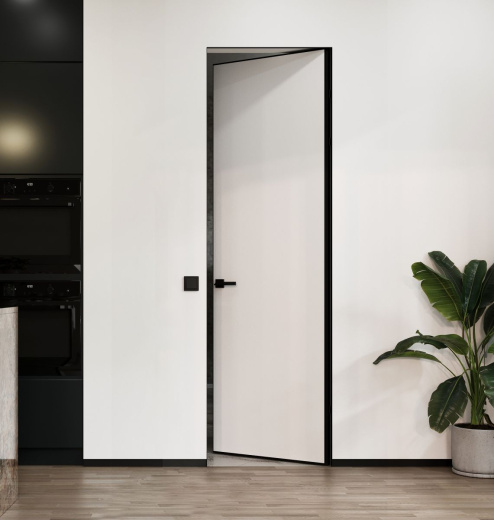 Дверь скрытая M2 Invisible от себя черная кромка правая