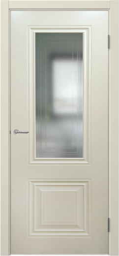 Дверь со стеклом Стелла 1 ДО бежевая эмаль стекло матовое с рисунком